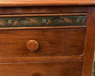 Antique Erskine-Danforth Hand Painted Burl 4 Drawer Dresser	36x44x20in	HxWxD
