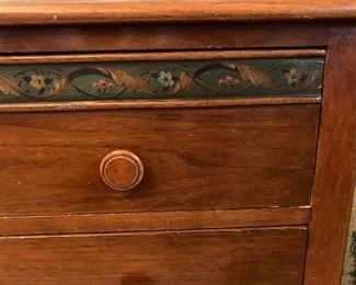 Antique Erskine-Danforth Hand Painted Burl 4 Drawer Dresser 36x44x20in HxWxD