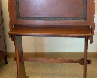 Antique Hand Painted Burl Ladies Desk 36x44x14in HxWxD