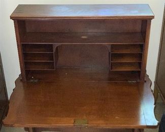 Antique Hand Painted Burl Ladies Desk 36x44x14in HxWxD