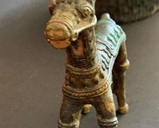 Antique Cast Bronze Donkey	4in Long	
