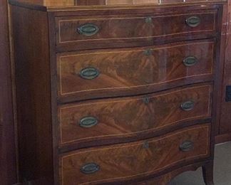 Antique 1880s Flame Mahogany 4-Drawer Dresser	39x37x19.5in	HxWxD
