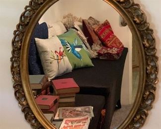 Antique Ornate Gilt Framed Mirror Oval		
