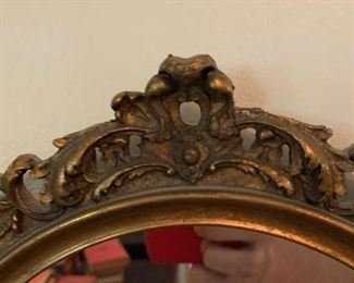 Antique Ornate Gilt Framed Mirror Oval