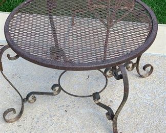 #2 Vintage Wrought Iron Mesh Patio Table	16in H x 24in Diameter	

