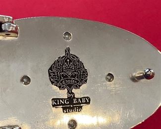 King Baby Studio Double Cross Brass Belt Buckle with Black Leather Belt Men's 34