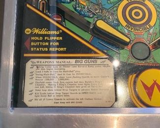 Williams Big Guns Pinball Machine 557	80x29x55in	HxWxD
