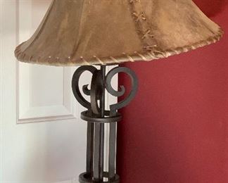 AS-IS Wrought Iron Lamp w/ Rawhide Shade		

