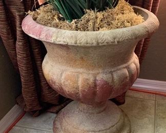 Huge Faux Palm w/ Stone Vase Planter	24in H x 23in diameter	
