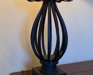 Iron Scroll Table Lamp w/ Rawhide Shade		
