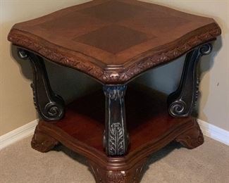 Carved Wood End Table	26x30x30	HxWxD
