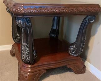 Carved Wood End Table	26x30x30	HxWxD

