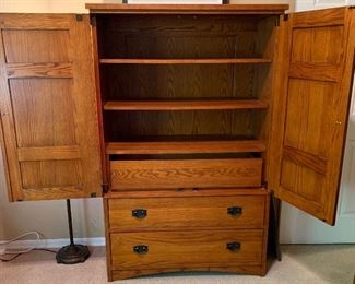 Oak Mission Cabinet Wardrobe Dresser	66x42x19in	HxWxD

