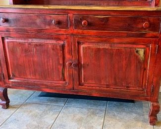 Farmhouse Rustic Red China Cabinet	79x61x25in	HxWxD
