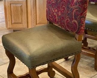 3 Rustic Leather & Fabric Nailhead Chairs	44x20x22in seat:24in	HxWxD
