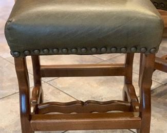 3 Rustic Leather & Fabric Nailhead Chairs	44x20x22in seat:24in	HxWxD
