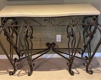 Heavy Iron Scroll Stone top Console Table	35x54x27	HxWxD
