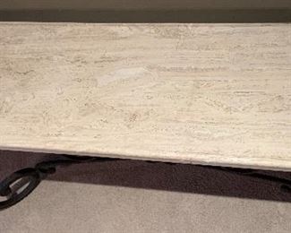 Heavy Iron Scroll Stone Top Sofa Table	30x56x19in	HxWxD
