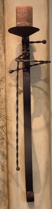 2 Rustic Metal Wall Mount Candle Holders PAIR