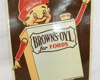 13X20 EMB. BROWNS -OYL FORDS SIGN 