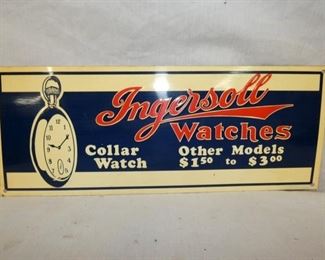 14X6 EMB. INGERSOLL WATCHES SIGN 