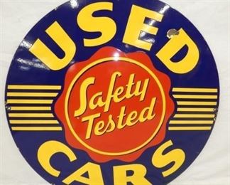 36IN. PORC. USED CARS CHEVY SIGN 