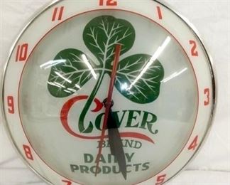 15IN. DOUBLE BUBBLE CLOVER DAIRY CLOCK 