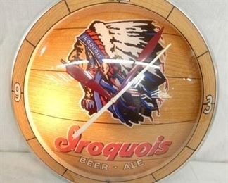 15IN. IROQUOIS BEER DOUBLE BUBBLE CLOCK 