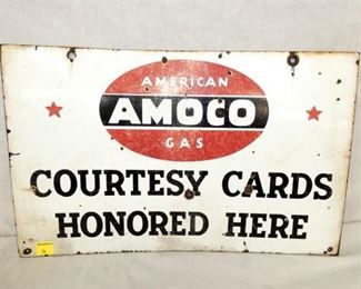 24X15 PORC. AMOCO COURTESY CARDS SIGN