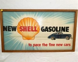 55X33 NEW SHELL GASOLINE CARDBOARD 