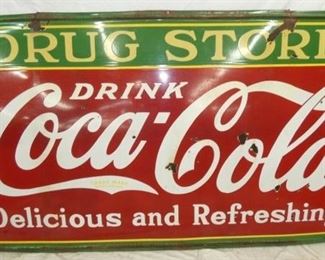 96x55 PORC. Coca Cola DRUG STORE SIGN 