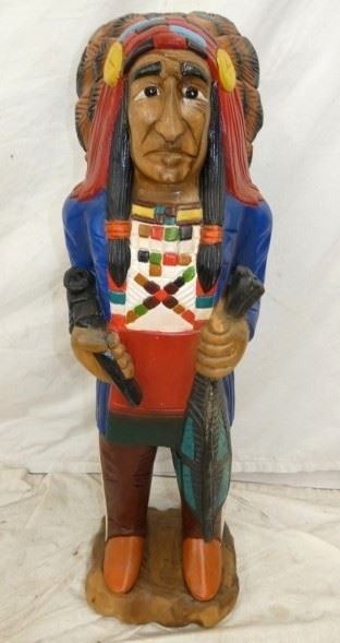 13X40 CARVED WOODEN INDIAN CHIEF 