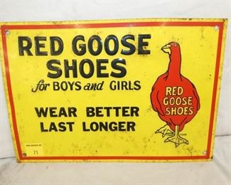 14X10 EMB. RED GOOSE SHOES SIGN 