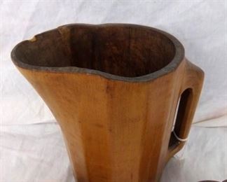 VIEW 2 WOODEN TREEN WATER PITCHER 