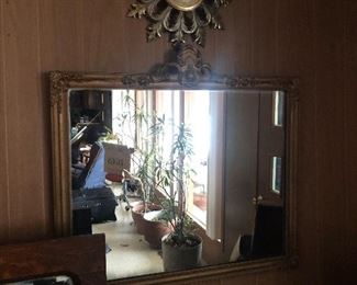 Hollywood Regency mirror and clock