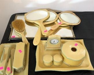French ivory dresser set items
