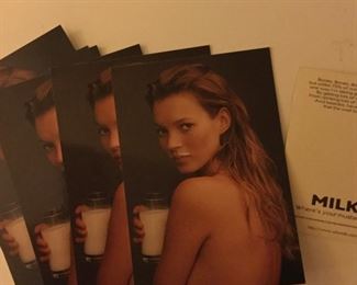 Kate Moss postcard promoting milk.