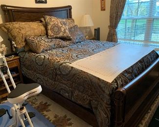 2018  QUEEN BROWN CHERRY BED  - $625 WITHOUT MATTRESS  -                                                                                                   