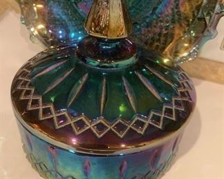 AMETHYST CARNIVAL GLASS FLUTED BOWL CANDY DISH ~$36