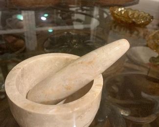 MARBLE MORTAR AND PESTLE  $20
