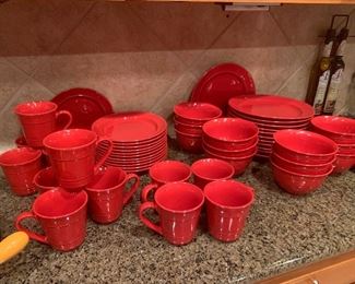 CERTIFIED INTERNATIONAL RED EVERYDAY TABLEWARE PLACE SETTING FOR 12 ~ $215  REDUCED ~ 175