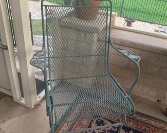 VINTAGE GREEN METAL CHAIR ( MATCHES GLIDER )~ $50 ( TWO AVAILABLE) 