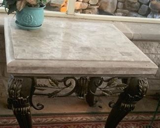 METAL BASE END TABLE (MATCHES COFFEE TABLE AND CONSOL/ SOFA TABLE ) ~ 30W X 26 D X 27HT $150