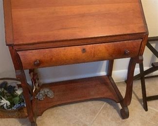  AMAZING AMERICAN ANTIQUE DROP FRONT DESK. AS IS /DAMAGE ON INSIDE SURFACE ~ $275 ( PRICE REDUCTION ~ $225
