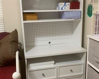 WHITE UTILITY CRAFTING BOOKSHELF BY SAUDER GREAT FOR SEWING AND CRAFTING  66ht x 18 d x 32w ~ $125
