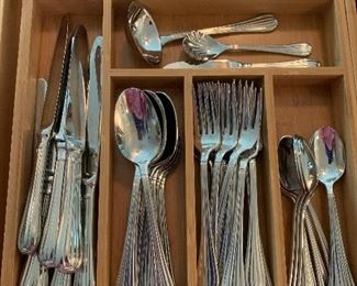 RICCO ( ARGENTENIER)  MIRIDIANI STAINLESS FRENCH HOLLOW FLATWARE SET ~ 45 PIECES ~ $300
