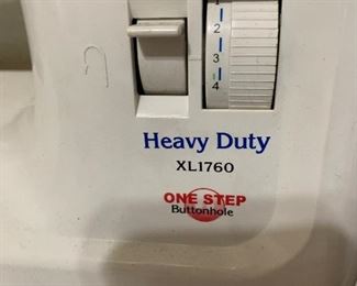 $75 White heavy duty xl1760 one step button hole seeing machine needs cord can order online