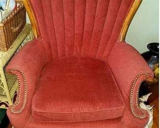 Pair of wingback chairs with nailheads