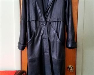 Women's petite leather coat