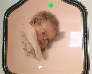 Vintage framed baby print art